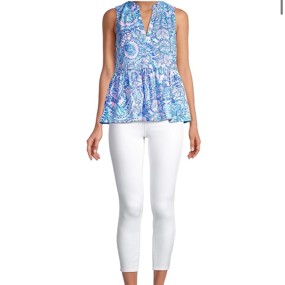 Lilly Pulitzer Novella Printed Peplum Top XXS - Picture 10 of 14
